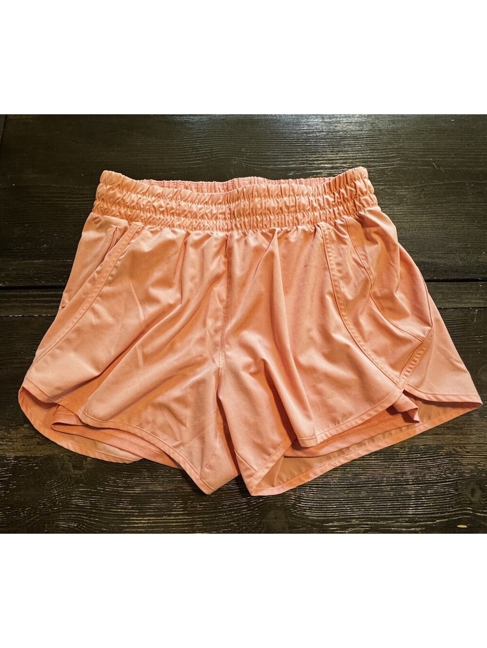 Avia Women’s L 12-14 Peach 2-in-1 Running Shorts Biker Liner Zip Pocket